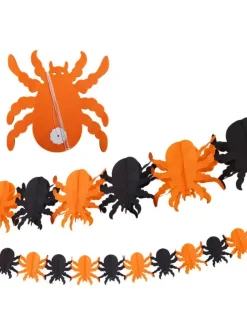 Halloween Décorations d'Halloween guirlande de papier araignée chauve-souris en papier jaune