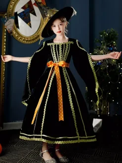 Halloween Déguisement Tea Party Robe Manches Longue Lolita De Style Noir De Style Rococo Cosplay Halloween