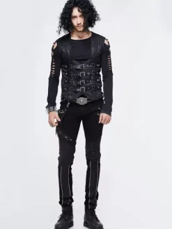 Halloween Gilet en patchwork jacquard gothique punk pour homme costume argenté
