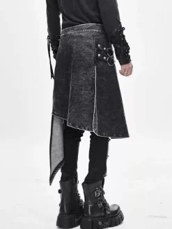 Halloween Jupe portefeuille en velours côtelé effet vieilli style punk pantalon patchwork en denim vêtements pour costumes