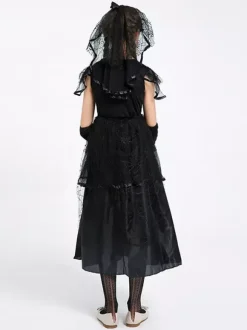 Halloween Robe de mariée noire gothique effrayante pour enfants
