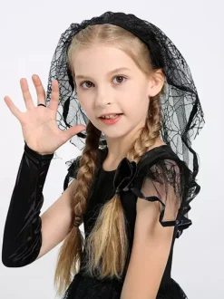 Halloween Robe de mariée noire gothique effrayante pour enfants