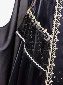 Halloween Robe gothique Lolita sans manches en patchwork noir or