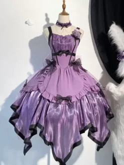 Halloween Robes gothiques Lolita avec n艙uds et volants violet