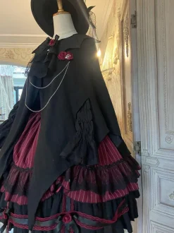 Halloween Robes Lolita Gothiques Rose Volants Noir Noir
