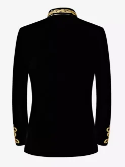 Haut noir vintage rétro en polyester avec boutons et blocs de couleurs à manches longues costumes rétro pour homme