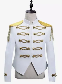 Haut rétro blanc pour hommes élégant manches longues Royal Court pardessus rétro Costumes