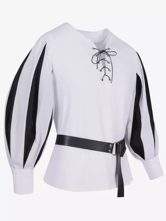 Haut Vintage blanc rétro à manches longues haut en Fiber de Polyester Costumes rétro pour hommes Bourgogne