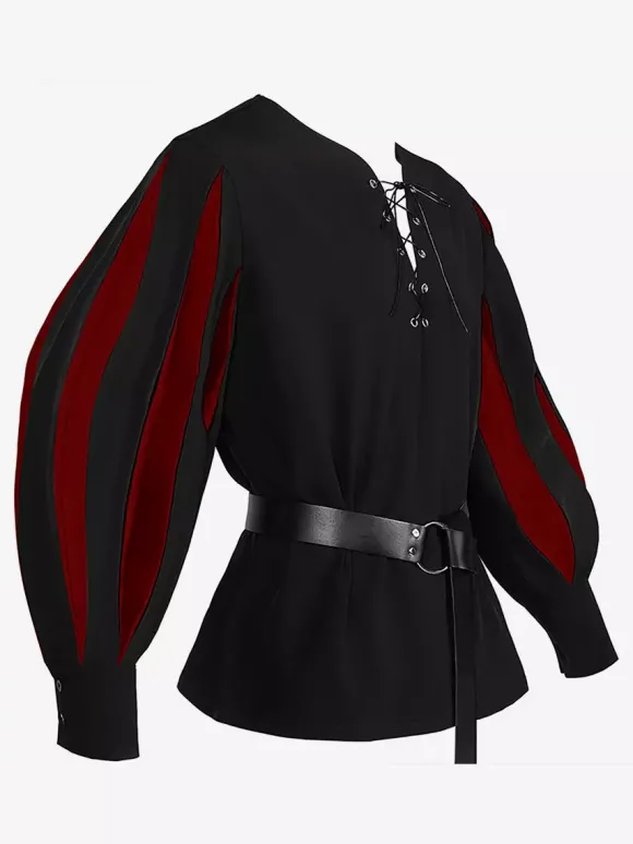 Haut Vintage blanc rétro à manches longues haut en Fiber de Polyester Costumes rétro pour hommes Bourgogne