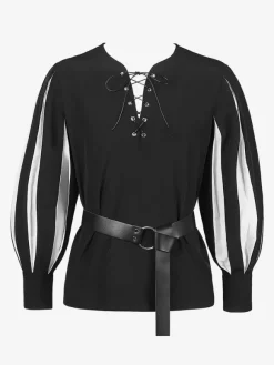 Haut Vintage blanc rétro à manches longues haut en Fiber de Polyester Costumes rétro pour hommes Bourgogne