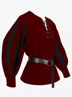 Haut Vintage blanc rétro à manches longues haut en Fiber de Polyester Costumes rétro pour hommes Bourgogne