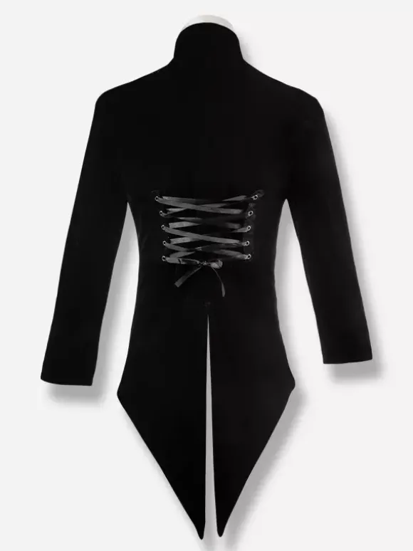 Haut Vintage noir Punk à manches longues vêtements en velours Costumes rétro pour hommes