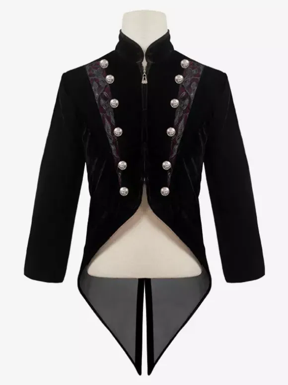Haut Vintage noir Punk à manches longues vêtements en velours Costumes rétro pour hommes