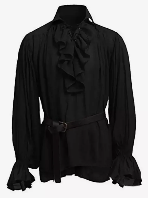 Haut vintage noir rétro en polyester à manches longues Costumes rétro pour homme Bourgogne