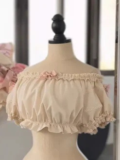 Haut beige clair à manches courtes en polyester