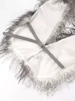 Haut à capuche dos nu en fausse fourrure avec ourlet à franges pour femme 2026