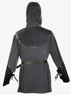 Haut gris vintage à lacets vintage à manches longues en polyester costumes rétro pour homme