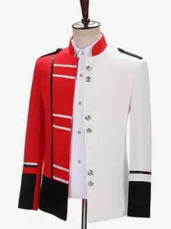 Haut militaire de palais de couleurs mélangées pour hommes pardessus élégant à manches longues Costumes de spectacle rétro