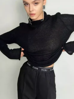 Hauts en tricot transparents à manches longues pour femmes 2026