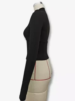 Hauts courts pour femmes à manches longues et col haut t-shirt slim fit pour femmes 2026