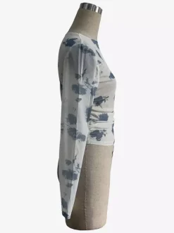 Haut skinny à manches longues imprimé floral fumé et froncé sur les côtés collection 2026