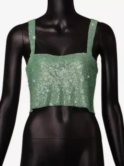 Hauts tendance pour soirées à sequins épaules dénudées sans manches et dos nu.