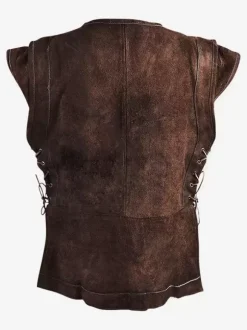 Haut Vintage marron foncé rétro sans manches en Polyester Costumes rétro pour hommes