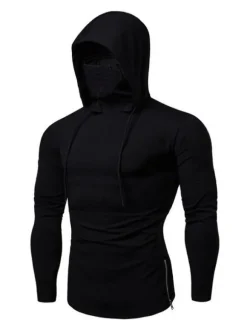 Hommes Hoodies Capuche Manches Longues Polyester Gris Sweatshirt