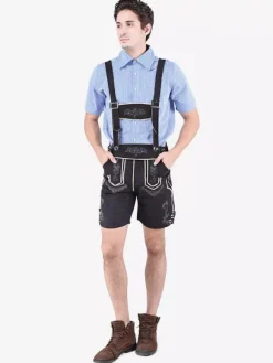 Hommes Oktoberfest Costumes Cosplay Ciel Bleu Chemise En Coton Vichy Brodé Avec Shorts Vacances Costumes Déguisements Halloween