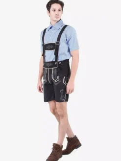 Hommes Oktoberfest Costumes Cosplay Ciel Bleu Chemise En Coton Vichy Brodé Avec Shorts Vacances Costumes Déguisements Halloween