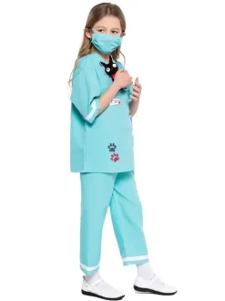 Infirmière enfants Costumes Blouse Blouse Pantalons 2 pièces Ensemble de polyester Fibre Enfant Halloween Costume complet
