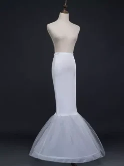 Ivoire jupon Tulle longue sirène 1 couche 2 cerceau jupon nuptiale de mariage