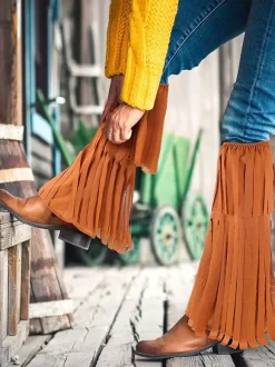 Jambières À Franges Marron Femme Accessoire Rétro Vintage Déguisement
