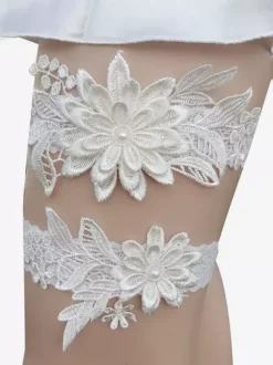 Jarretière Accessoires De Lingerie De Mariée De Fête En Dentelle Blanche Femmes