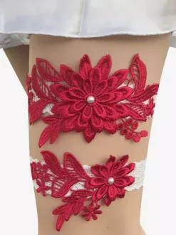 Jarretière Accessoires De Lingerie De Mariée De Fête En Dentelle Blanche Femmes