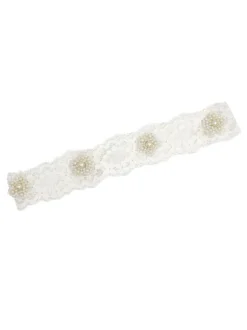 Jarretière de mariage jarretières de mariée en dentelle de polyester blanc