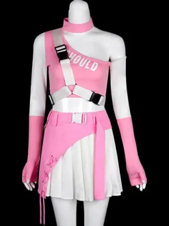 Jazz Danse Costumes Femme Top irrégulier jupe rose blanc