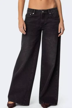 Jean baggy taille basse et jambes larges pour femme - Délavage moyen style vintage Y2K - Coupe ample - Streetwear décontracté été 2026