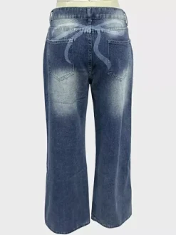 Jean baggy taille basse et jambes larges pour femme - Délavage moyen style vintage Y2K - Coupe ample - Streetwear décontracté été 2026