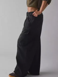 Jean cargo ample pour femme - Pantalon large délavé style rétro Y2K taille basse avec cordon de serrage - Collection printemps streetwear 2026