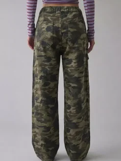 Jean cargo ample pour femme - Pantalon large délavé style rétro Y2K taille basse avec cordon de serrage - Collection printemps streetwear 2026