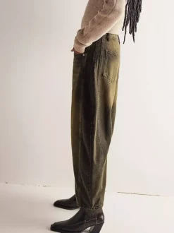 Jean à jambes larges et amples pour femme - Pantalon en denim coupe en fer à cheval avec détails de couture - Collection streetwear décontractée printemps 2026