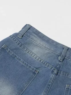 Jean large à n艙ud papillon pour femme - Bleu moyen style Y2K taille haute coupe baggy - Collection streetwear printemps 2026