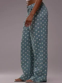 Jean à pois à jambes larges pour femme - Pantalon droit rétro non élastique - Streetwear chic printemps 2026