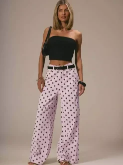 Jean à pois à jambes larges pour femme - Pantalon droit rétro non élastique - Streetwear chic printemps 2026