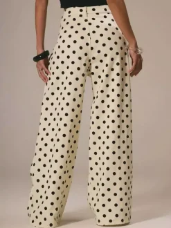 Jean à pois à jambes larges pour femme - Pantalon droit rétro non élastique - Streetwear chic printemps 2026