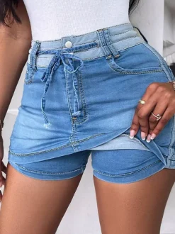 Jeans femme skinny jeans modernes en denim décontractés à ceinture