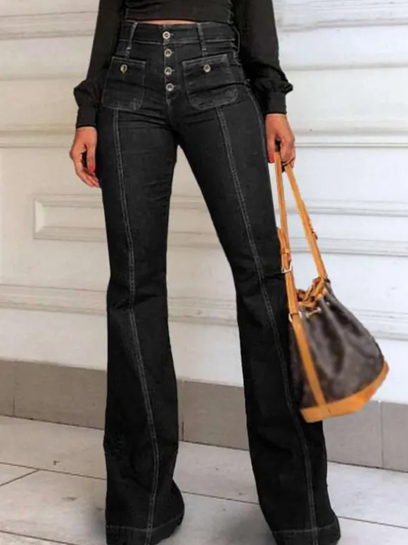 Jeans Pantalon Pour Femme Charmant Polyester