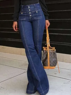 Jeans Pantalon Pour Femme Charmant Polyester