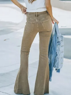 Jeans Pour Femme Mode Évasé Coton Pantalon À Pattes D'éléphant